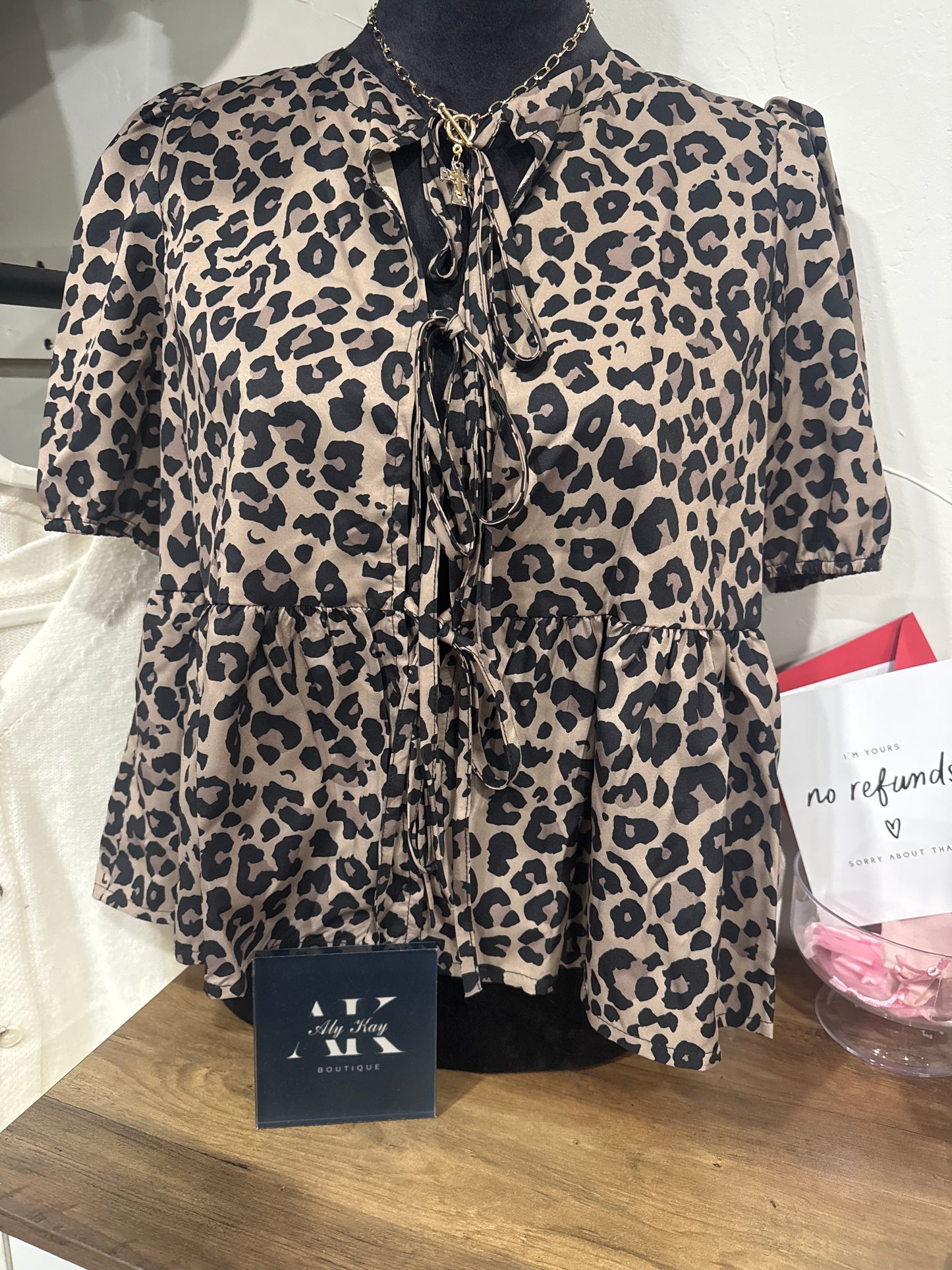 Cheetah Tie front Shirt