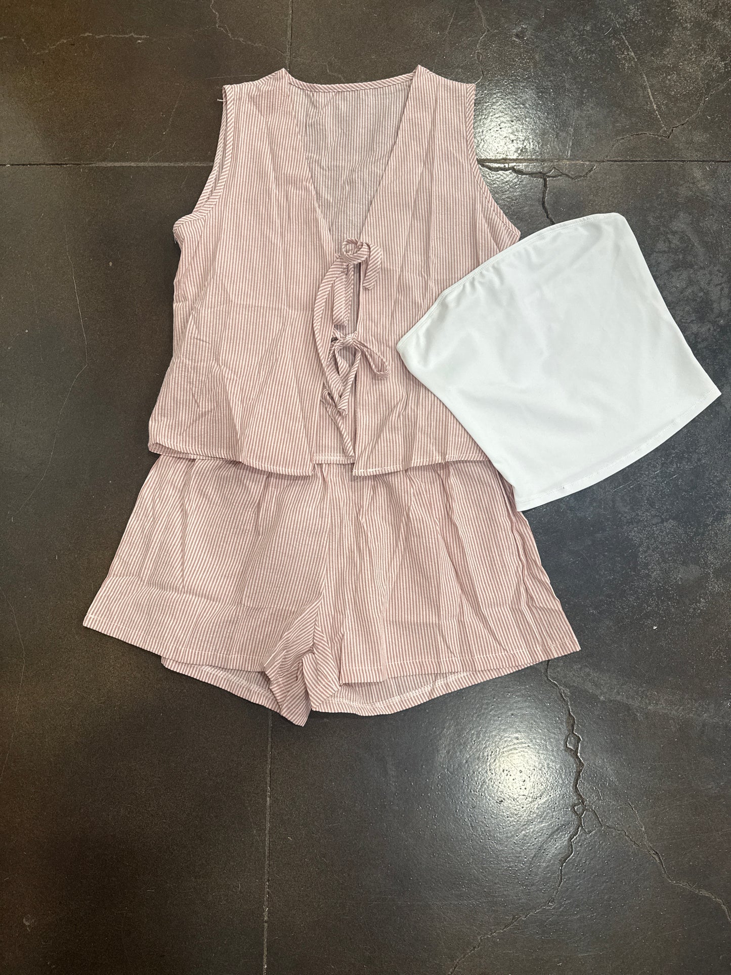 Stripe Tie Set w/tube top