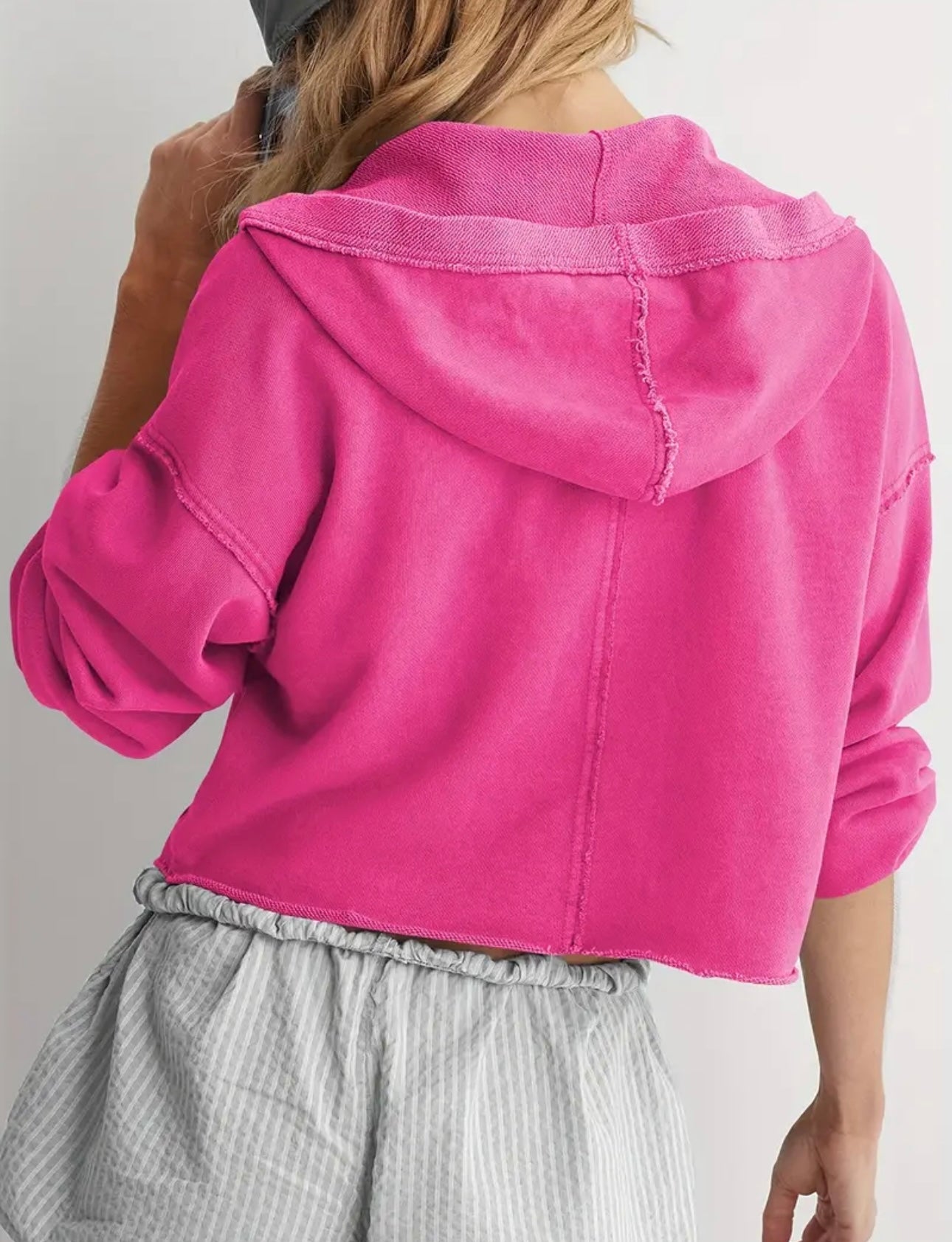 Pink Crop Hoodie
