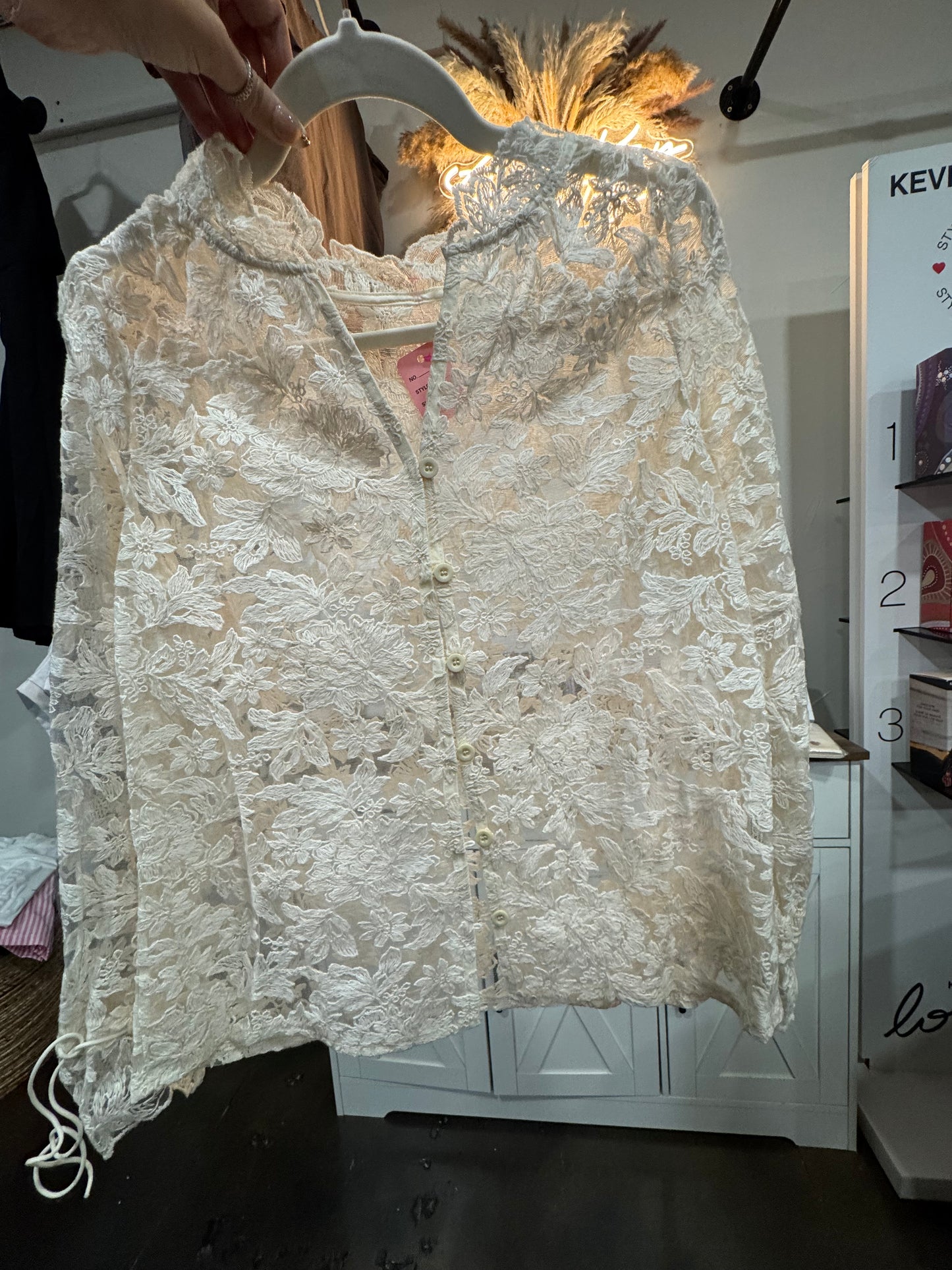 Cream Lace Top