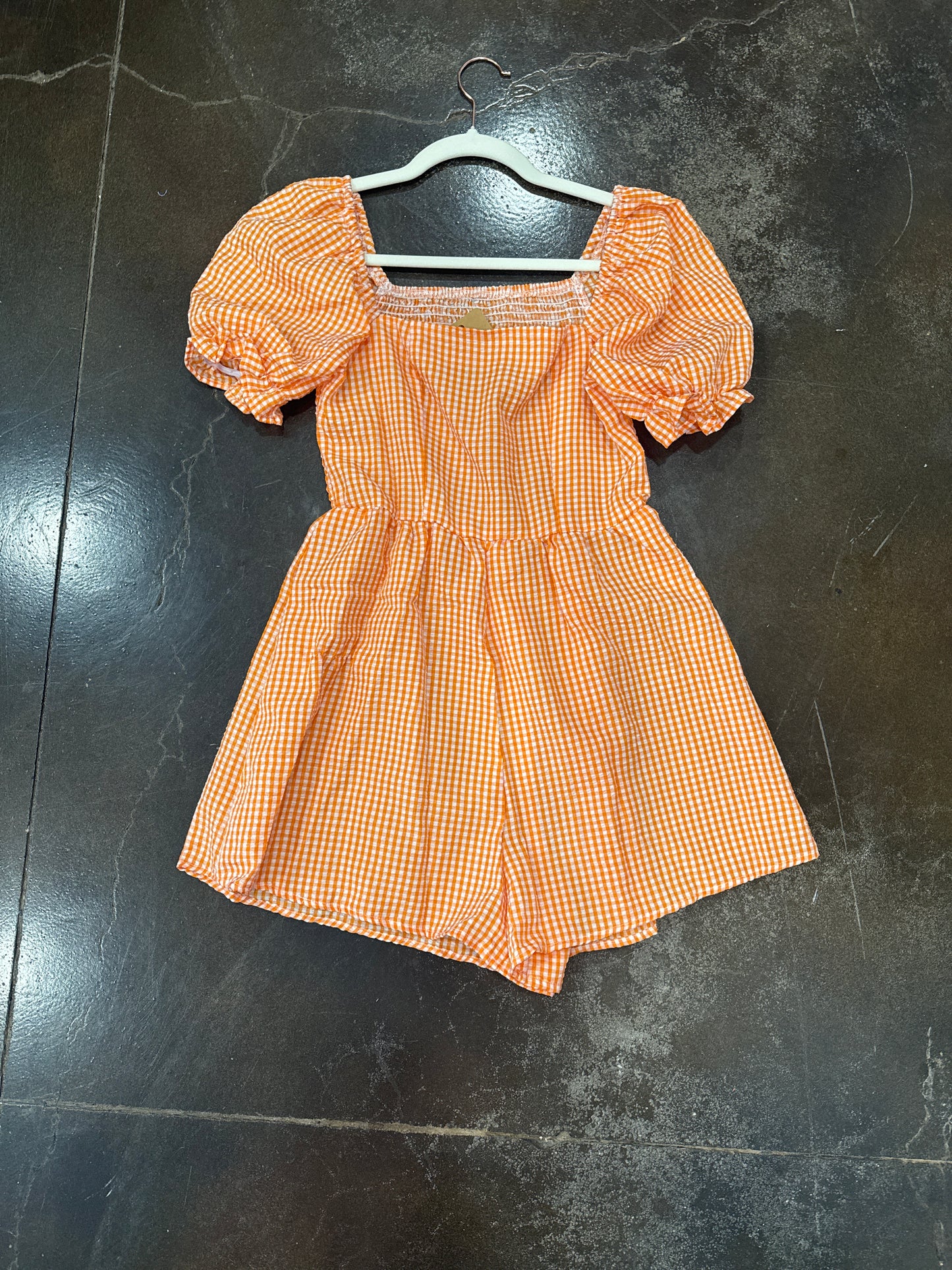 Orange Check Romper