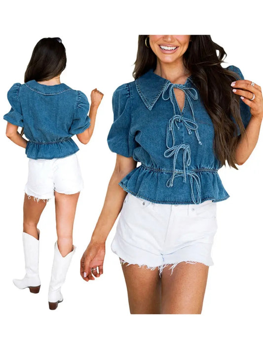 Denim Tie Top