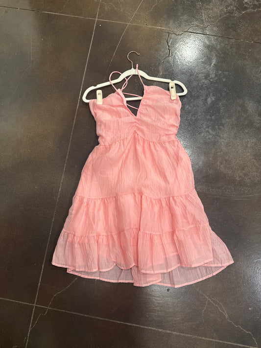 Pink V-neck Dress