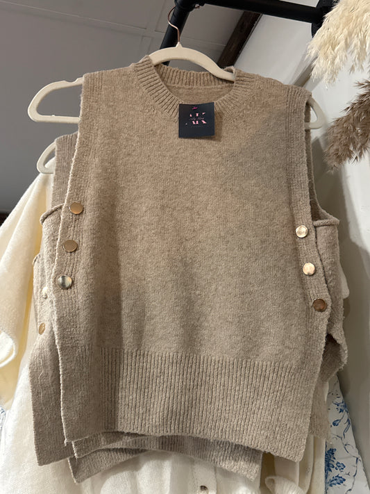 Tan- Gold Button Shirt