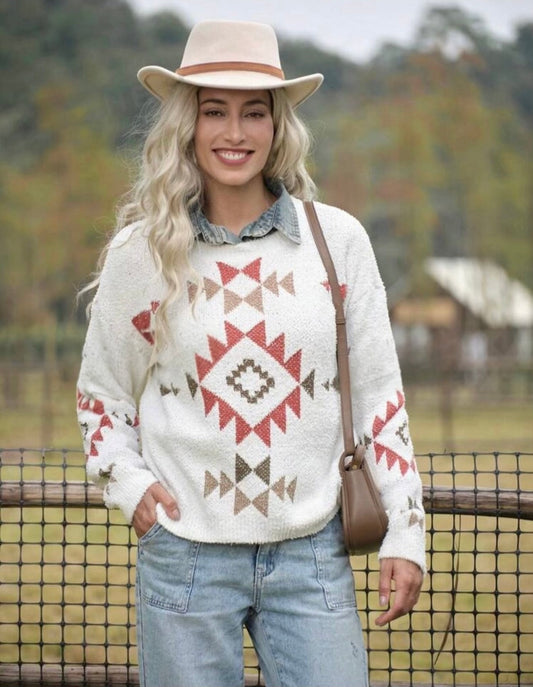 Western Geo Pattern Sweater