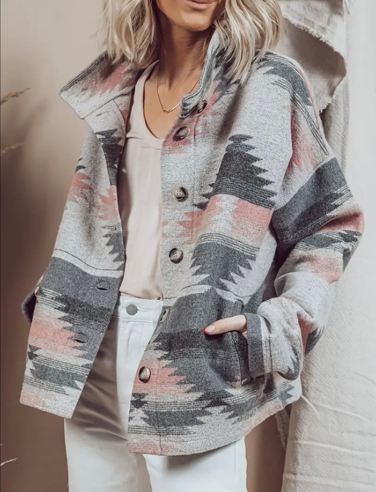 Pink Aztec Shacket