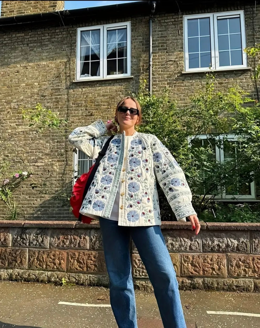 Quilted Blue Flower Jacket