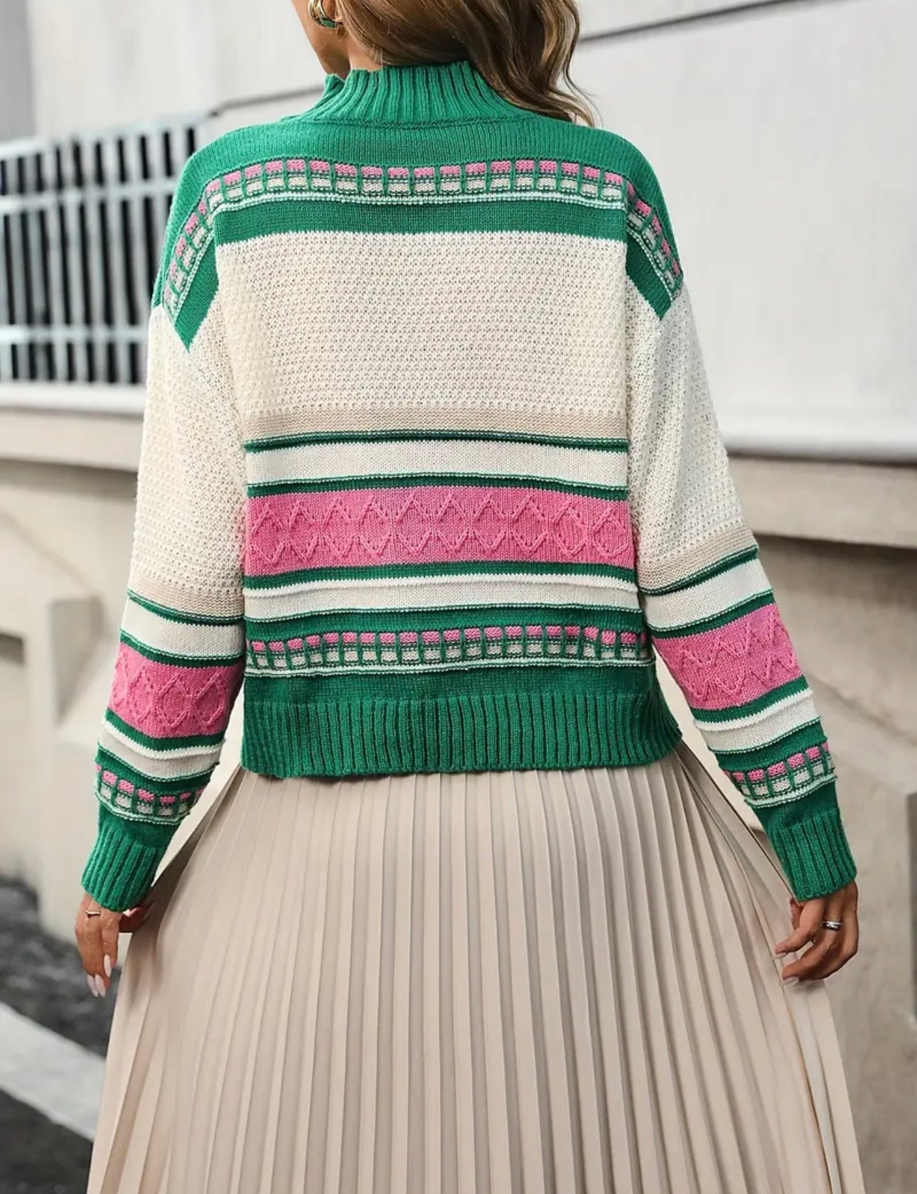 Green & Pink Sweater