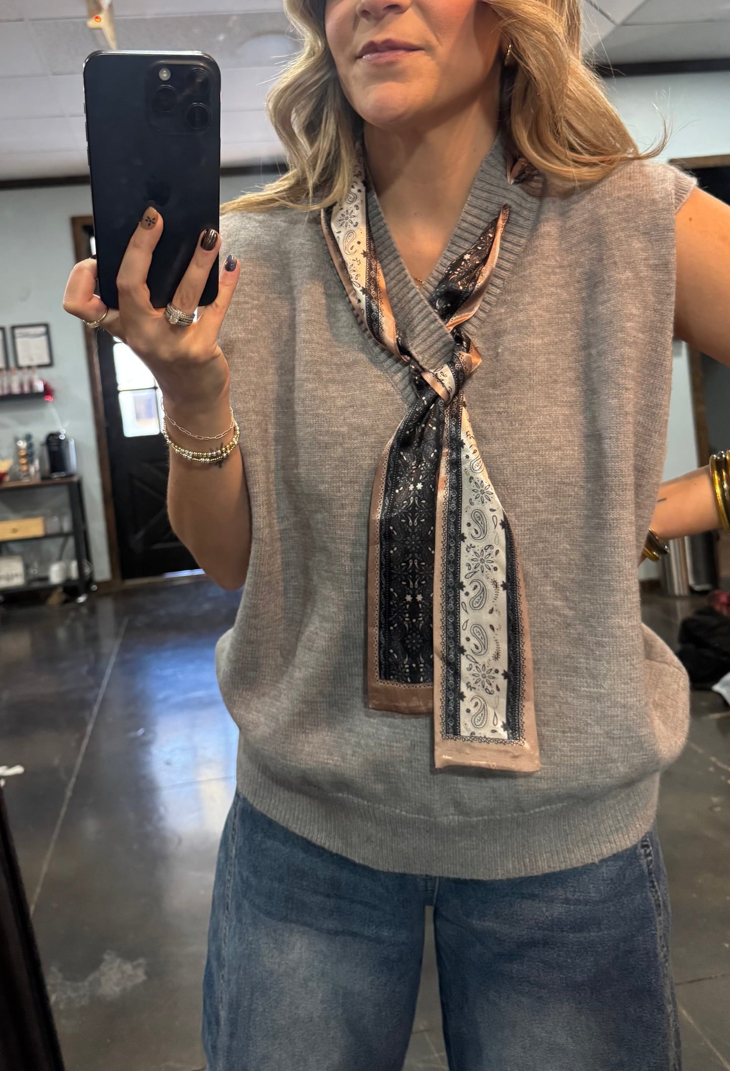 Grey Scarf Shirt