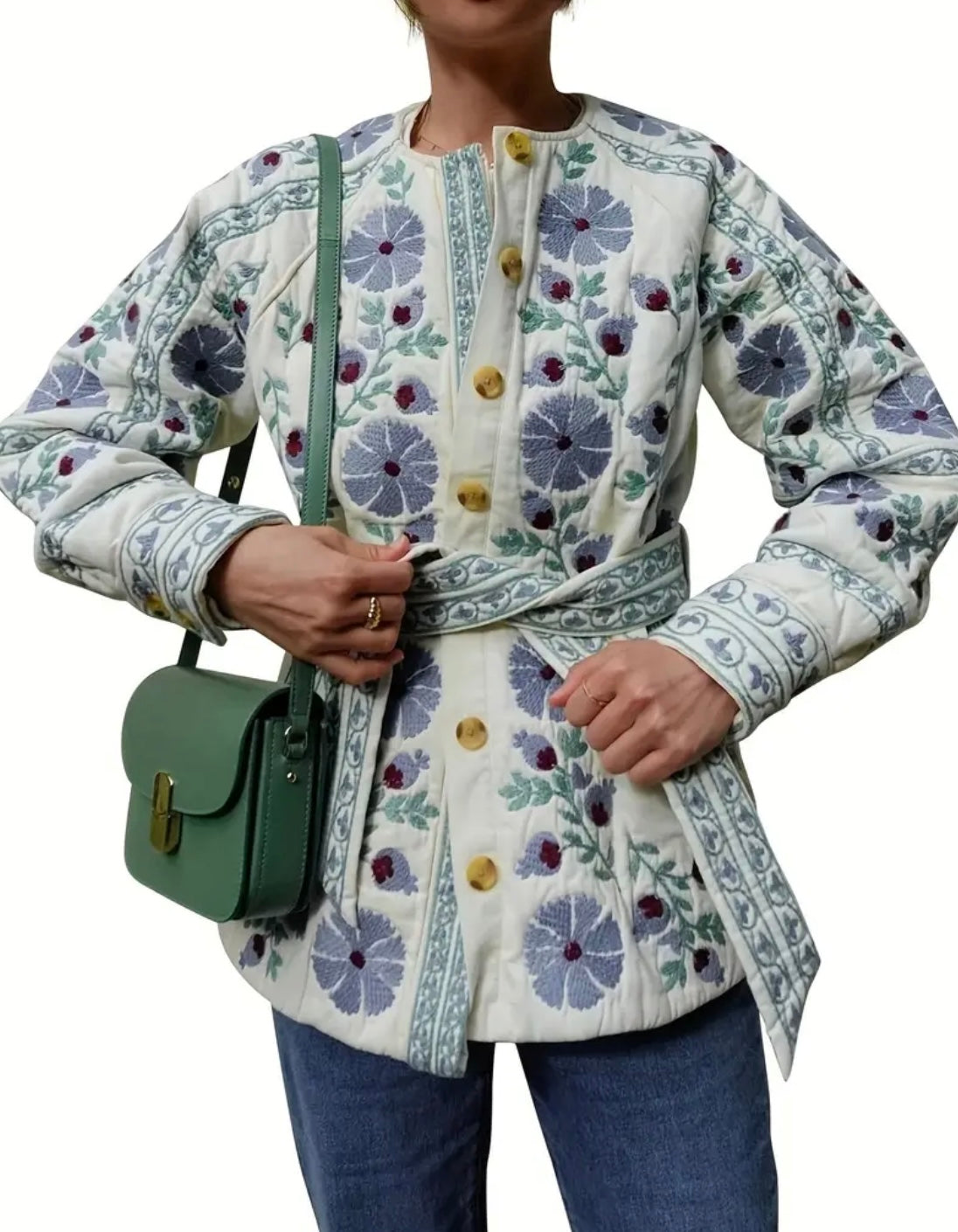 Quilted Blue Flower Jacket