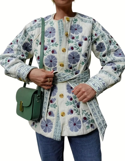 Quilted Blue Flower Jacket