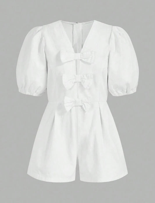 White Bow Romper