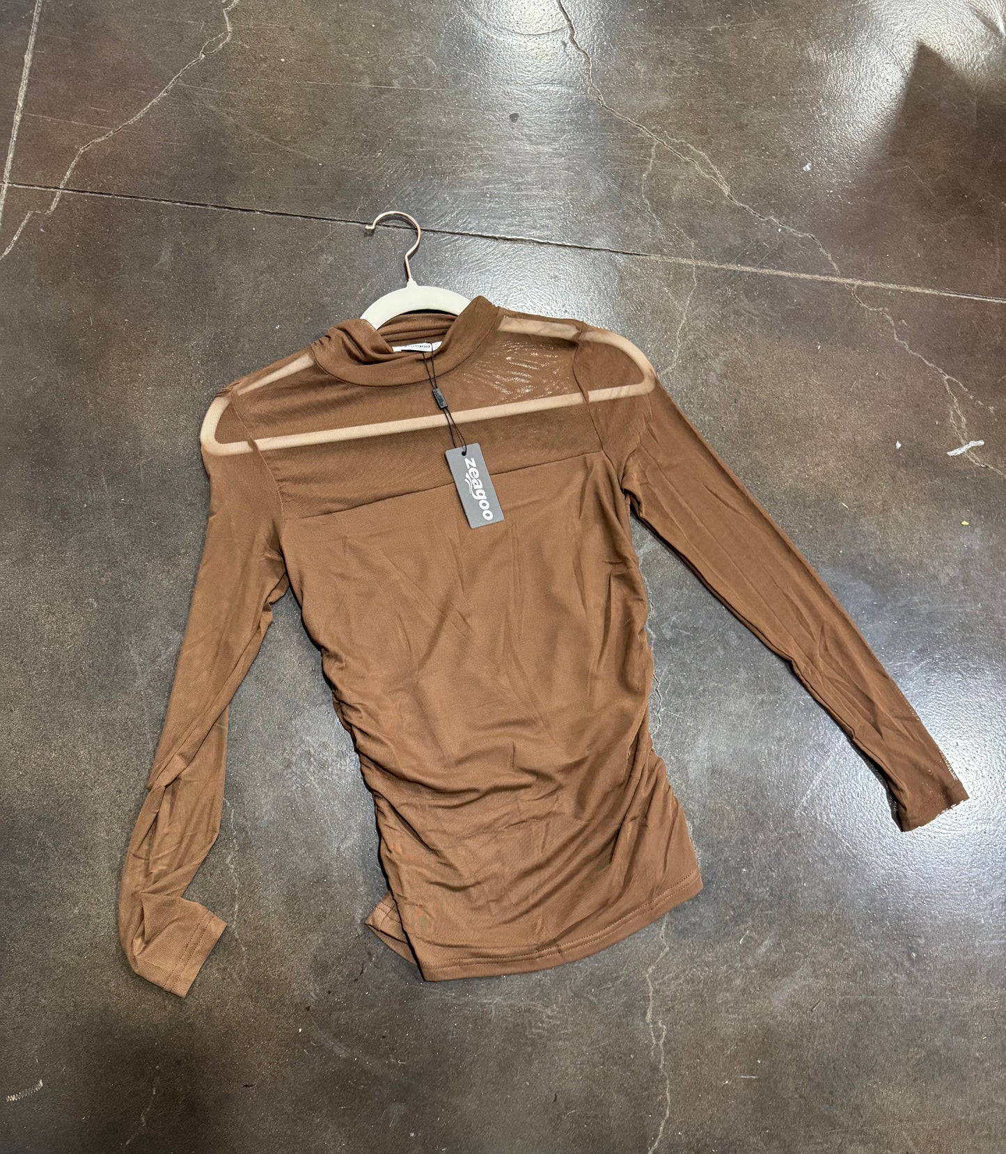 Brown Mesh Long Sleeve