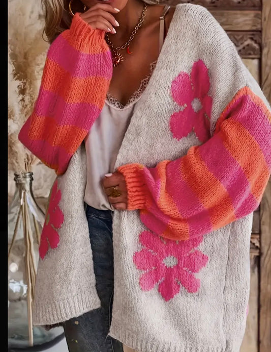 Oversized Flower Cardigan