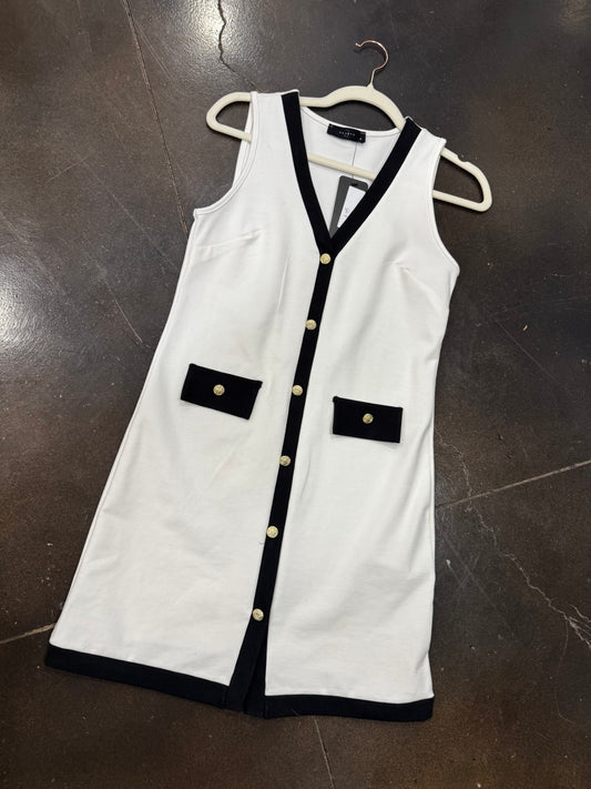 Business Casual Gold Button Dress