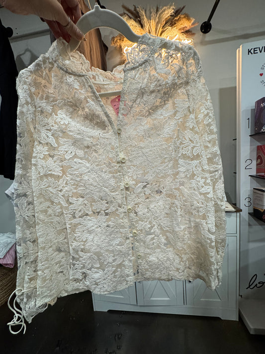 Cream Lace Top
