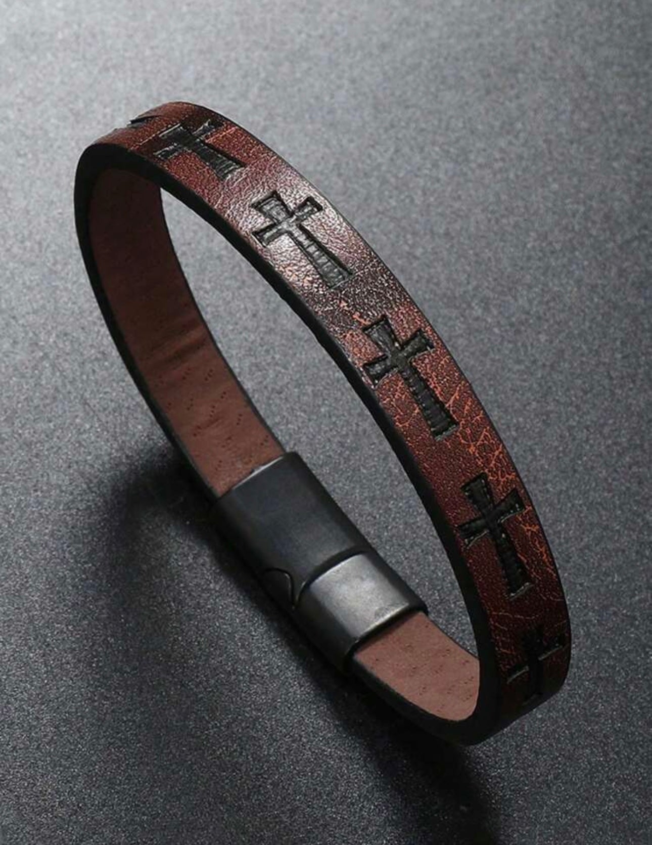 Cross Leather Bracelet
