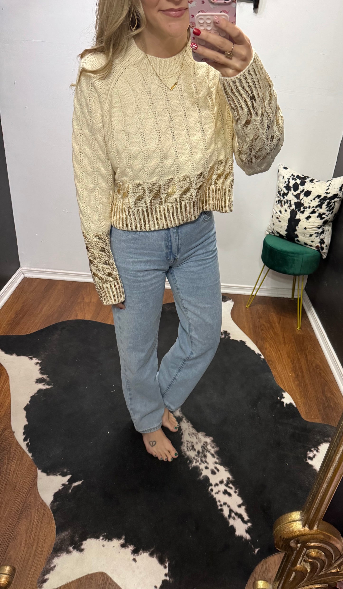 Crop Gold Sweater